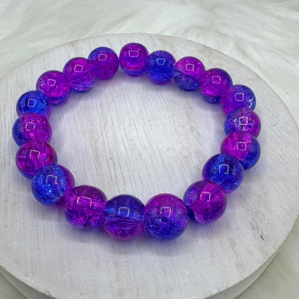 Berry Blue Beaded 10mm Gradient Beads Bracelet